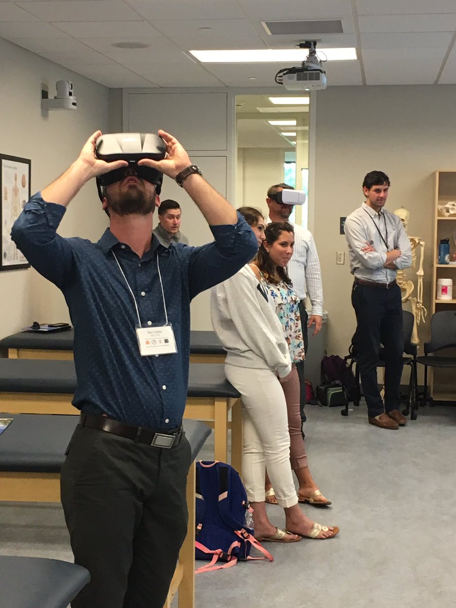 UVASportMedConf's tweet photo. Participants exploring virtual reality options for the clinic in lab with @Dusty_Grooms &amp; @abbey_fenwick https://t.co/uPaZNlPcA3