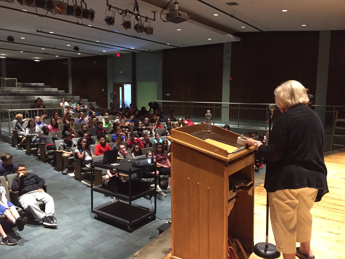 Mr_Coran's tweet photo. The AMAZING Janet Applefield spoke to the 6th grade today about her experience living through the Holocaust. @BMS_Saugus #survivor https://t.co/yX8c0piU4r
