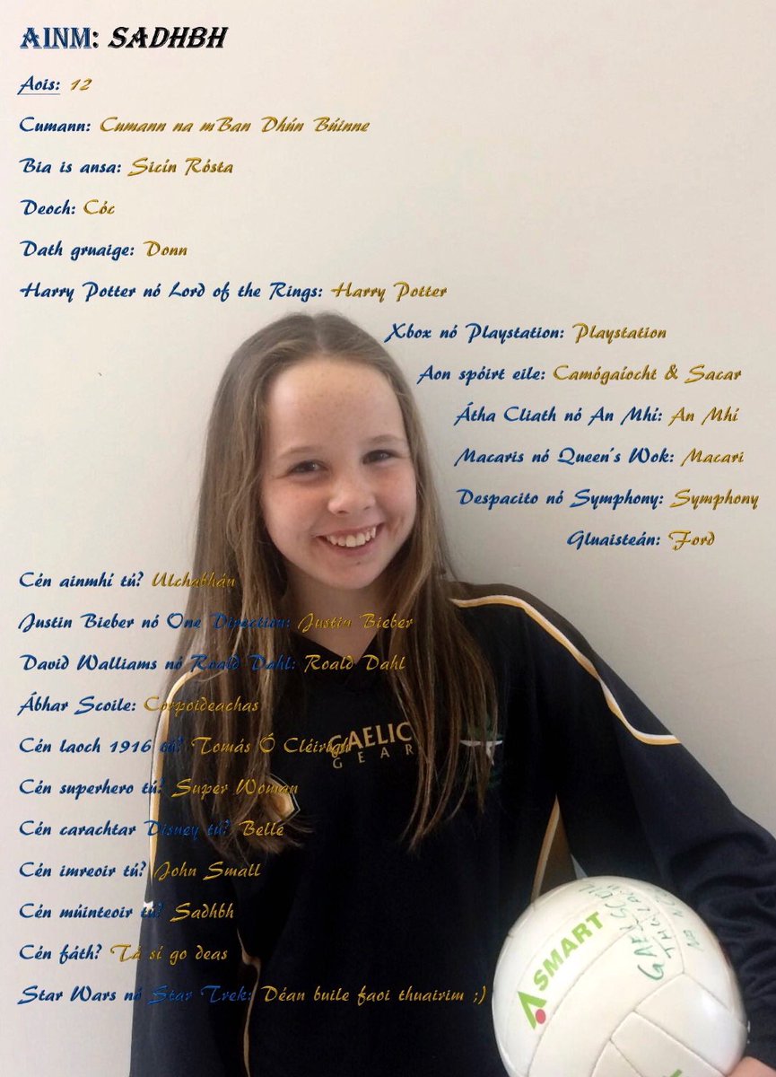 🏐🏐 Próifíl na n-Imreoirí  🏐🏐

Senior team pen pics <a href="/CumannnamBunsco/">CumannnaMí</a> final stars V Slane NS  #Réalta #GAA #peil #gaeilge #gaelscoil <a href="/MeathGAA/">Meath GAA</a>