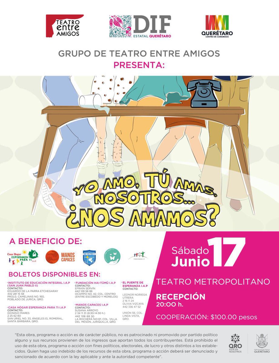 manoscapacesIAP's tweet photo. Los invitamos a que asistan a esta obra de teatro para apoyar a diferentes instituciones como lo es #manoscapaces https://t.co/AXq7w3ELZz