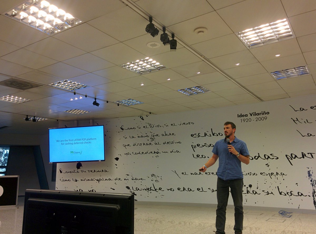 Seedstars's tweet photo. Coming up next @miCheque_uy with their P2P system for cashing deferred cheques! #SSWMVD https://t.co/Dw3gedg8IT