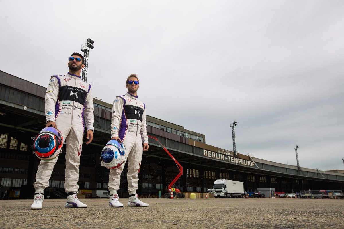 Touchdown at Tempelhof Airport! @sambirdracing &amp; <a href="/pechito37/">Jose Maria Lopez</a> ready to race in the #Berlineprix #FormulaE Be sure to give them your #FanBoost