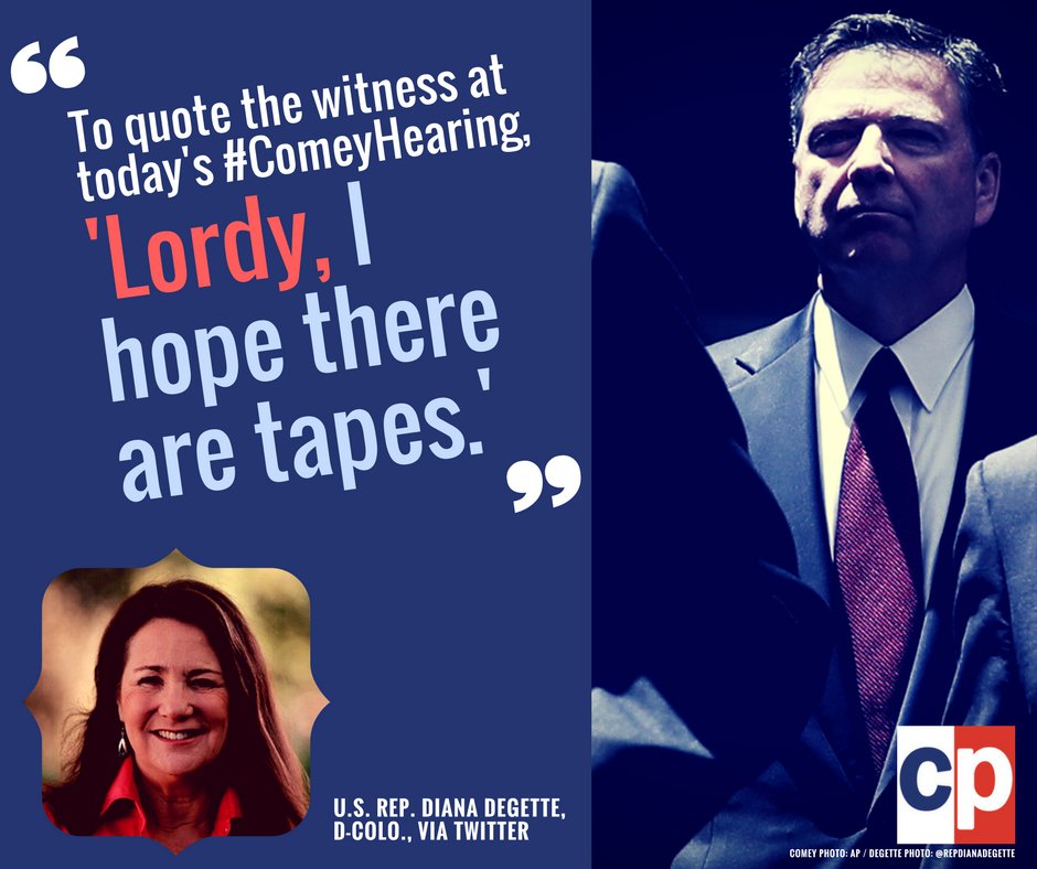 <a href="/RepDianaDeGette/">Rep. Diana DeGette</a> weighs in on #ComeyDay. #copolitics #Colorado #ComeyHearings