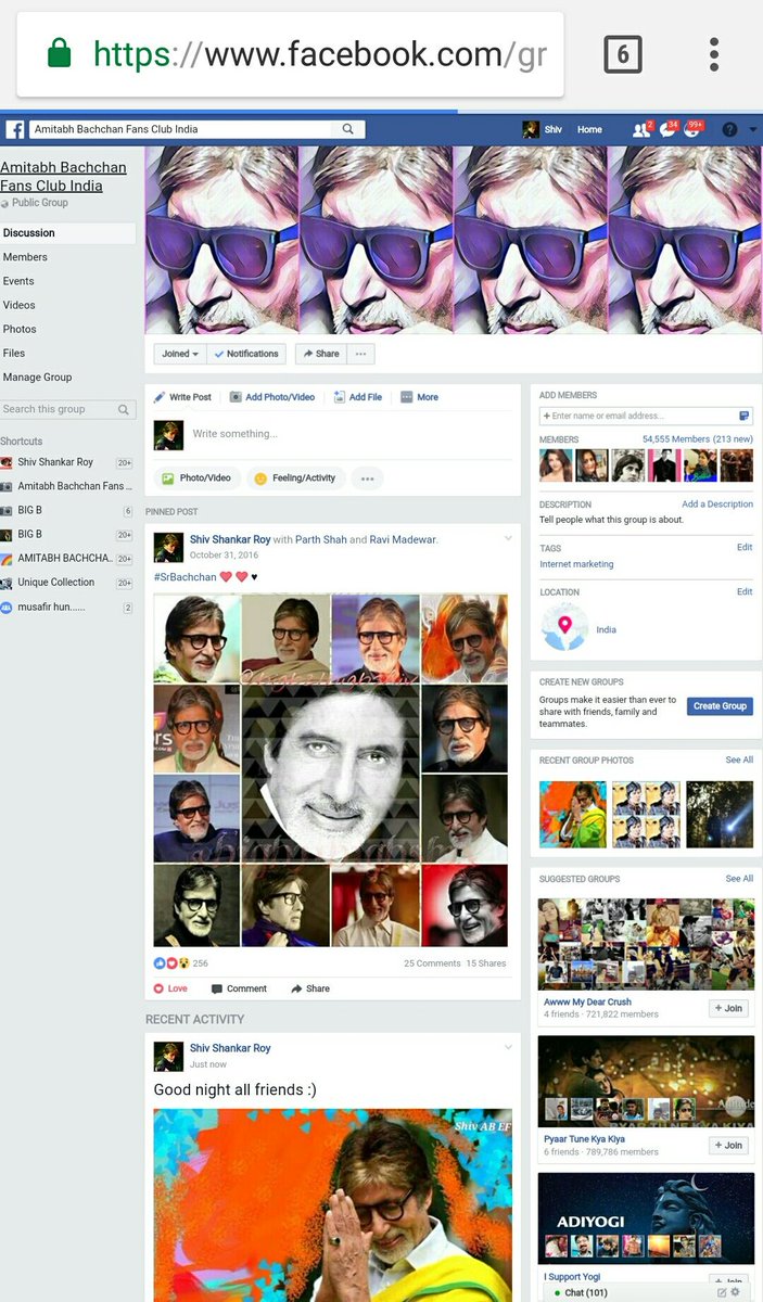 bigb21bigbshiv's tweet photo. @SrBachchan Sir mere facebook group Amitabh Bachchan fans Club India group pe 54,555+ fans ko thora Pyar de Dijiye Pranaam https://t.co/2iqqZp3HBT