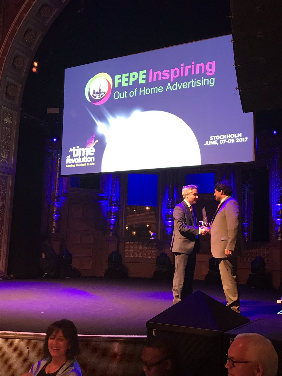 .<a href="/cuende/">Daniel Cuende</a> pick up the first #FEPE17 award for Technical Innovation #OOH #DOOH #Audience