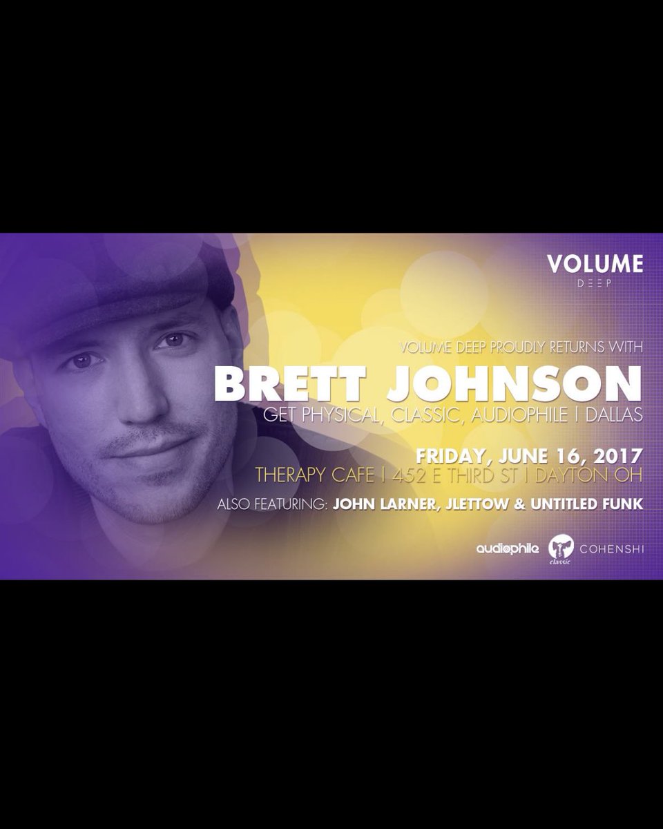 DaytonEDMFam's tweet photo. Catch @djbrettjohnson next Friday at @TherapyDayton for some house vibez 🏠🎶 #DaytonEDM https://t.co/sjFjpT85E3