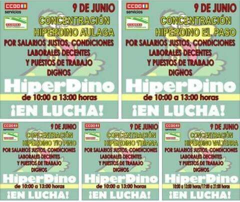 AleSalvadorCCOO's tweet photo. Mañana 9 d junio nos concentramos x la perdida de derechos y salarios pactada x los sindicatos amarillos de @HiperDino_ . #HiperdinoEnLucha https://t.co/SGIIpSeMNo