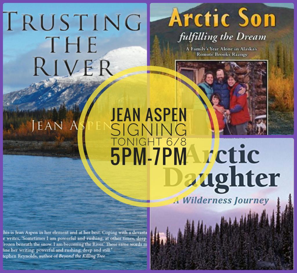 Come in tonight to meet Alaskan author Jean Aspen and get a signed copy of her new book, TRUSTING THE RIVER! #alaskanauthor #authorsigning