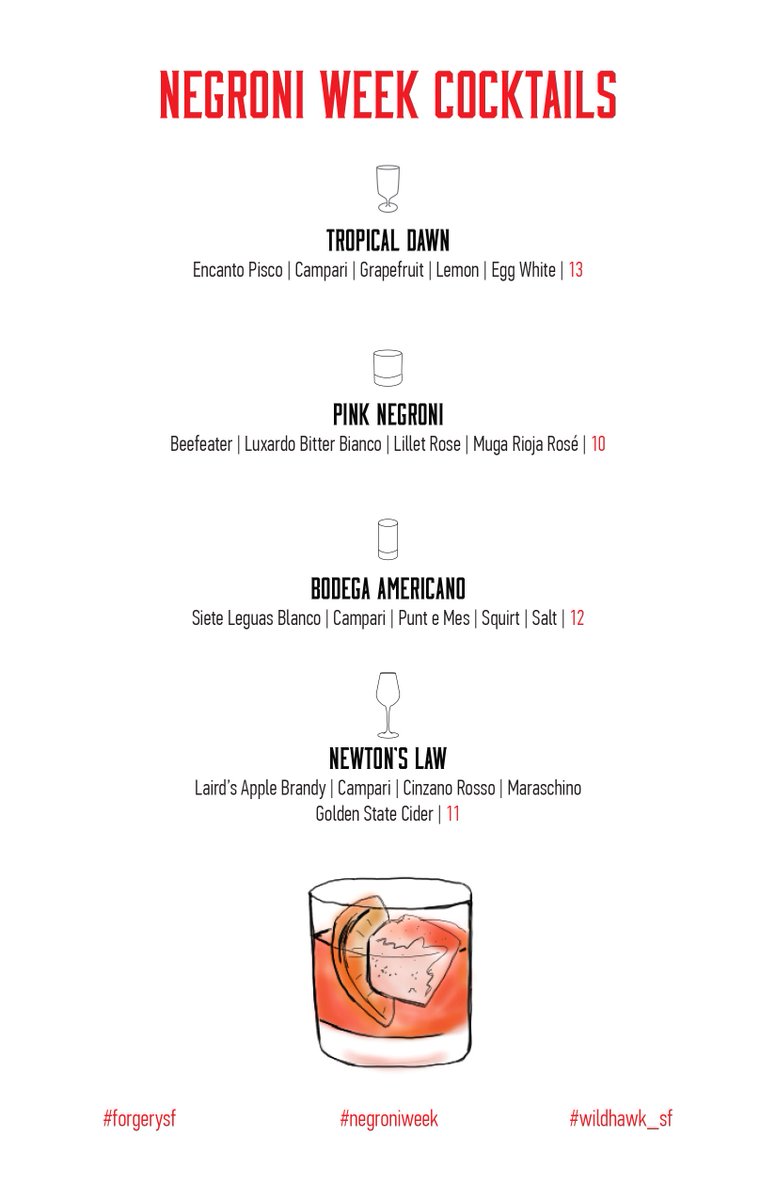 Celebrate #NegroniWeek with us! We're serving up 4 delicious #negroni variations &amp; a portion of proceeds will go to <a href="/WILDfoundation/">WILD Foundation</a>