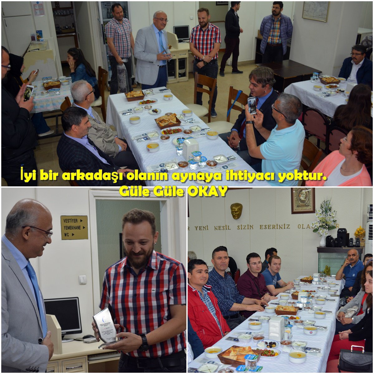 Fakültemiz Akademik personeli Araş.Gör. Okay IŞLAK arkadaşımız Öğr.Gör. olarak Antalya Üniversitesine tayin olması sebebiyle Demirci