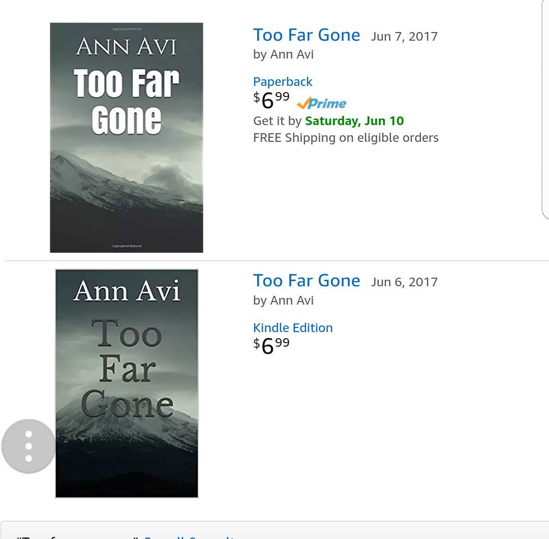 ItsMeAnnAvi's tweet photo. Both paperback and kindle edition are available on Amazon #toofargone https://t.co/dbpQVL9qRB