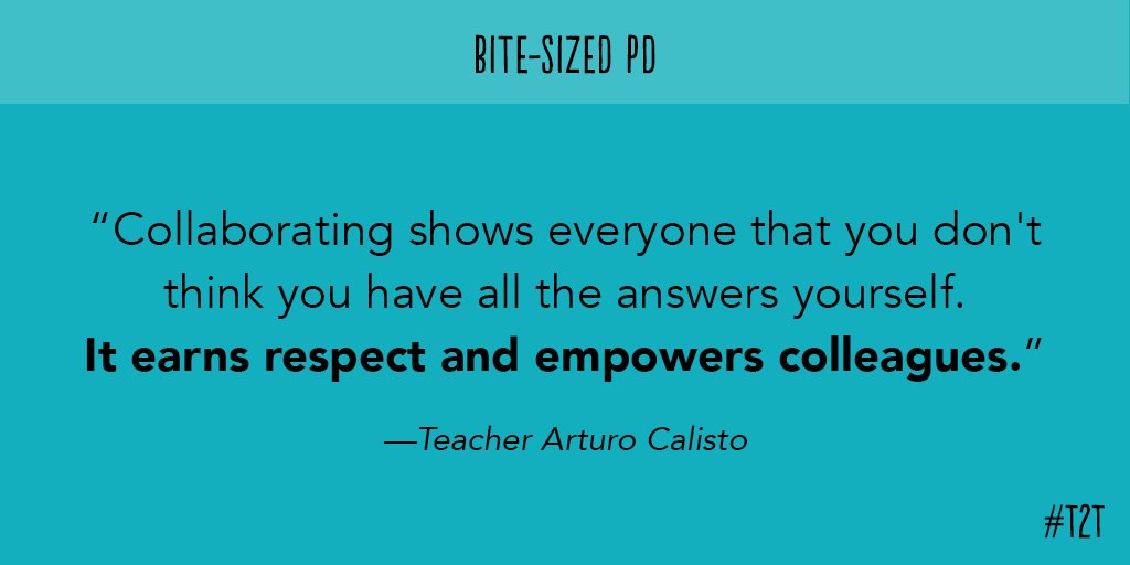 teacher2teacher's tweet photo. Your school community is filled with lifelong learners, says T @arturo_calisto. #BiteSizedPD https://t.co/eBKi9hf0ep