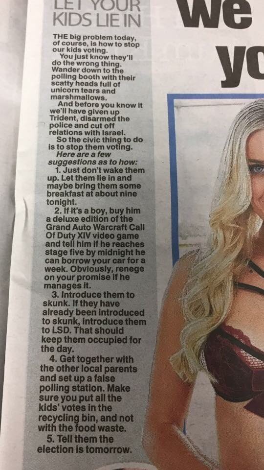 FTonthetube's tweet photo. What the hell? How can the @TheSun say this. Whatever happened to #democracy @UKGenElect https://t.co/f9uUK4Gofd