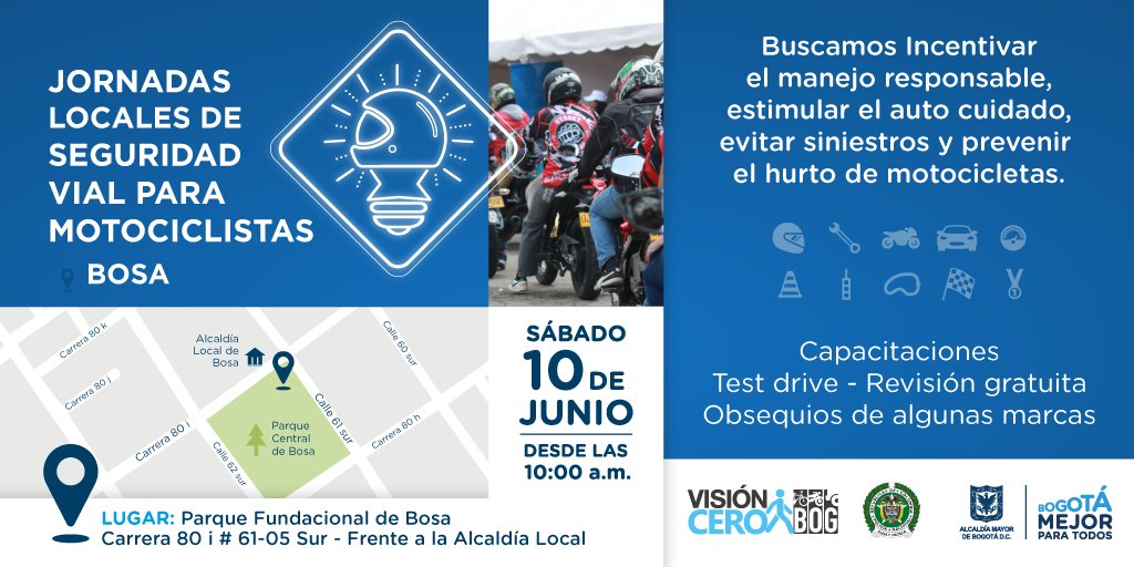 Este sábado 10 de Junio. Estaremos en la Localidad de #BOSA #PlanMotociclistas  #motero 
¡Los esperamos!