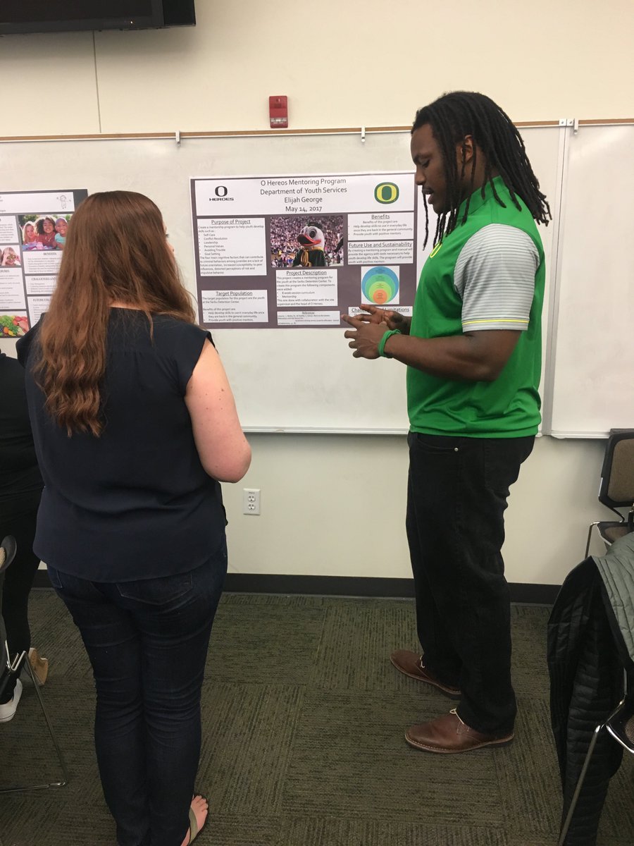 OregonSSA's tweet photo. Congrats to @KingGeorge_94 in completing his final presentation for FHS! Next up - GRADUATION! #goducks #AcademicExcellence @oregonfootball https://t.co/capdugh8zB