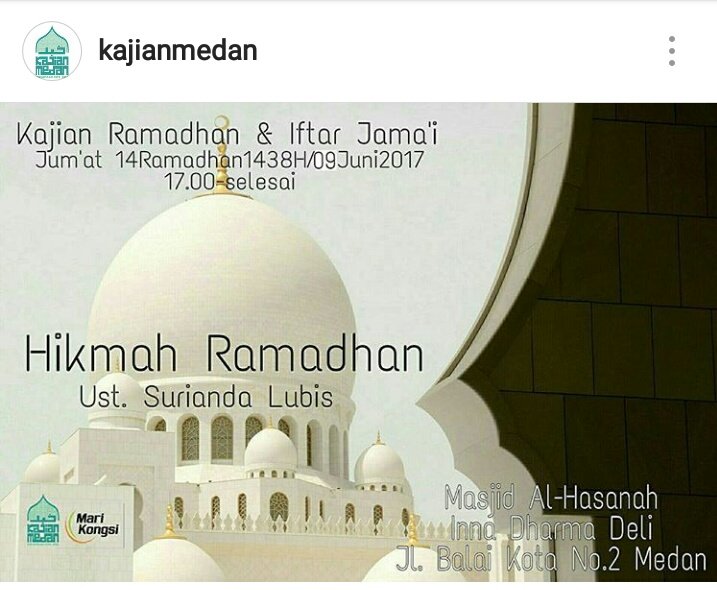 Kajian Jelang Berbuka akan dipandu Ust Surianda Lubis, dengan tema "Hikmah Ramadhan"

Insya Allah, dilaksanakan​:
JUMAT, 09 Juni 2017