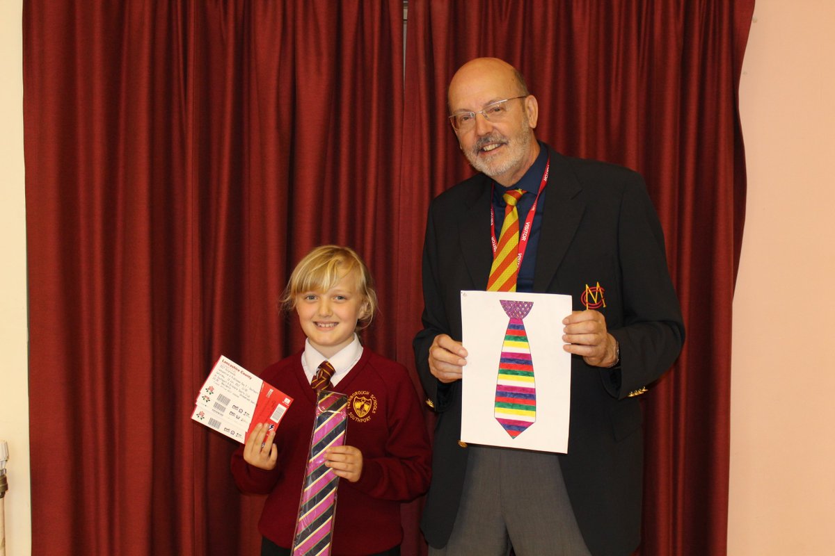 FrjsJun's tweet image. Congratulations to Violet who won the 'design a tie' competition for the @LancsCCC match @SNBCC this week.