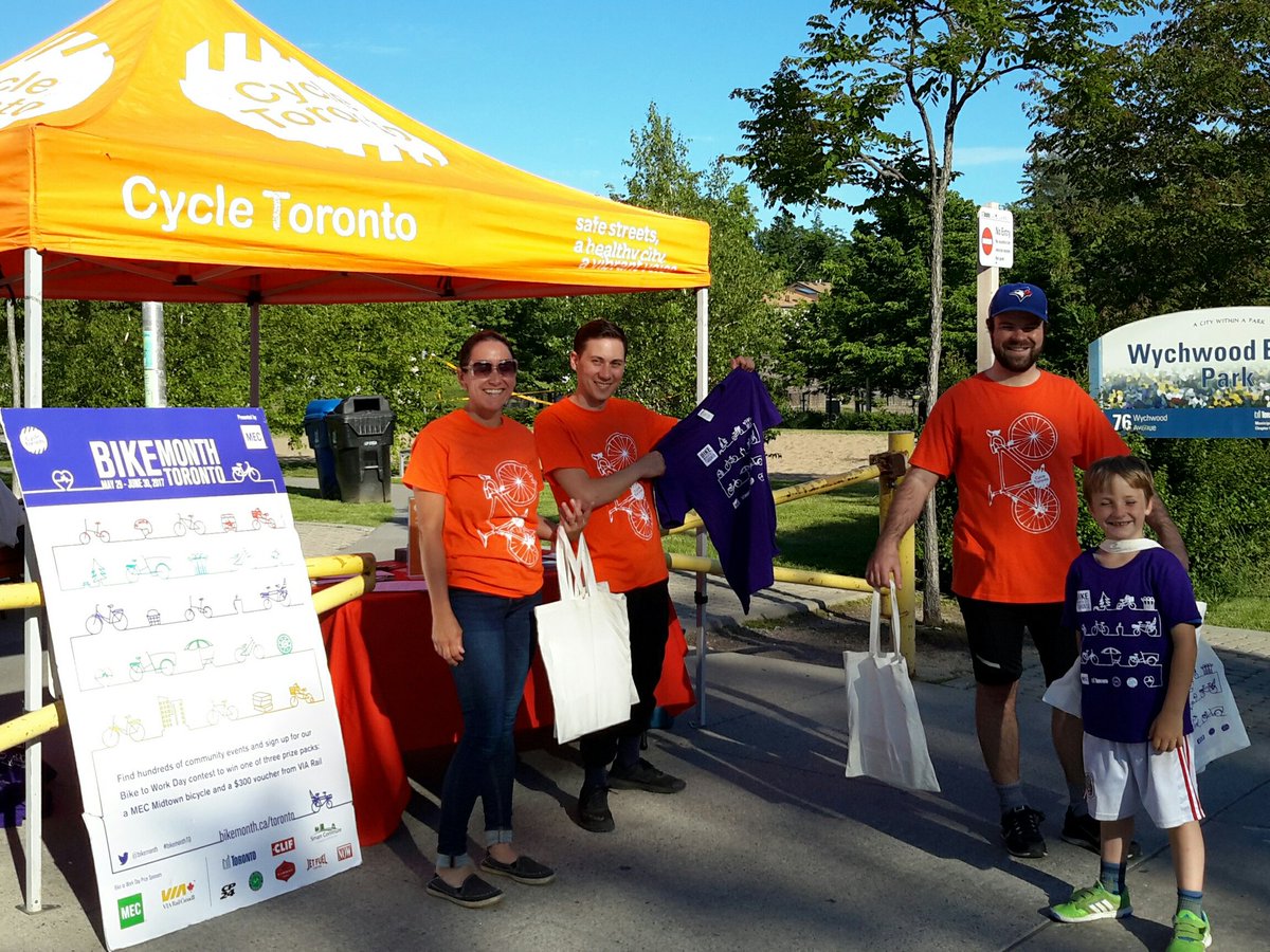 BikeValet's tweet photo. We're here with gifts for you for #bikemonthto, at wychwood @ArtscapeBarns, powered by @mec . Come see us by 7:30 tonight! https://t.co/1NihtV8tiF