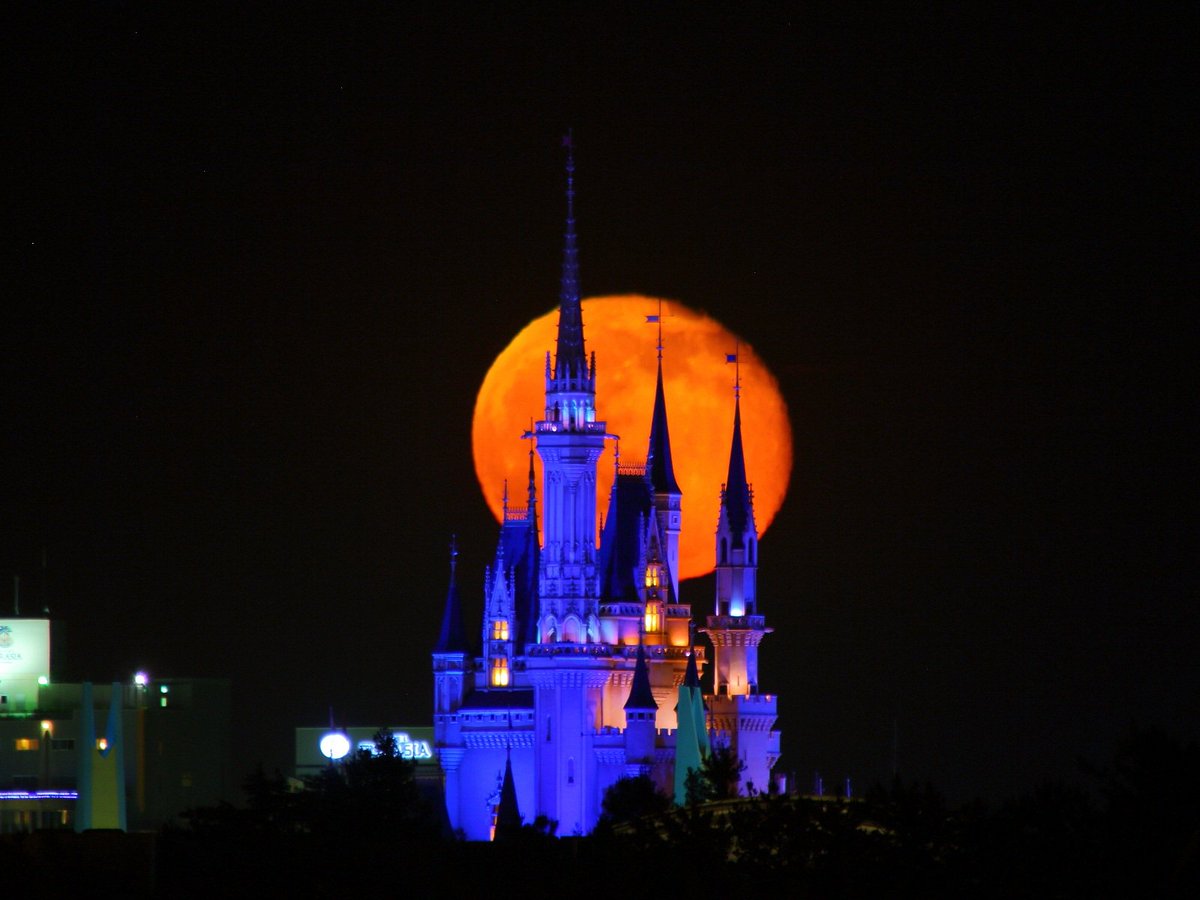 ディズニーランドのシンデレラ城と月のコラボが 幻想的で美しすぎるので集めてみました 満月も三日月もよき 魔女が出てきそう Togetter