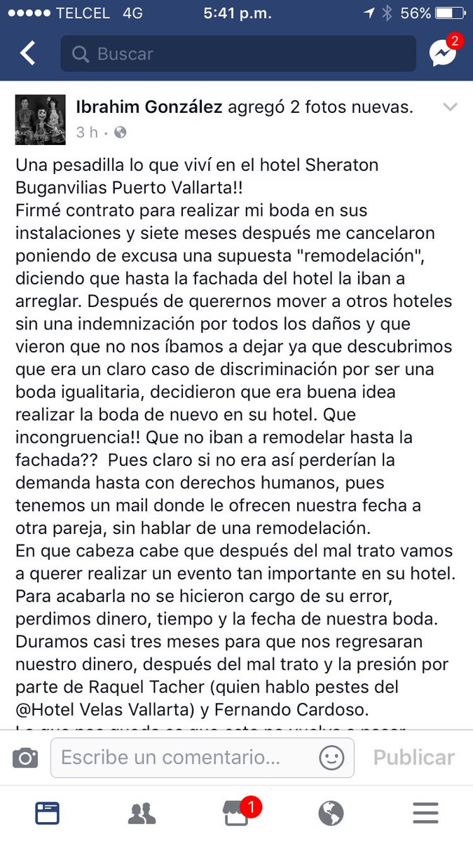 marcovegat's tweet photo. Sheraton incumple contrato para celebrar una boda por ser #Homosexual #lgbt #pride #sheratonhateslgbt @SheratonPVR @sheratonhotels https://t.co/jIPux6jyBe