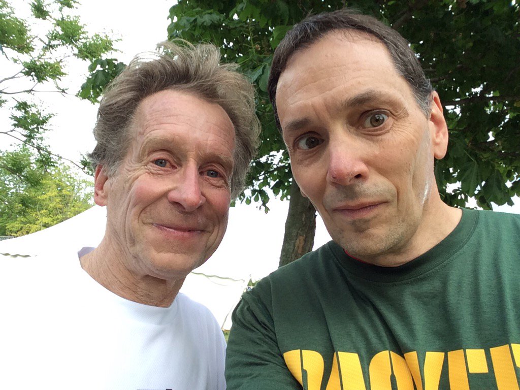 EdBerthiaume's tweet photo. Just running w/ legend @BillRodgersRACE in GB. That's all. #BellinRun https://t.co/Nma79ZvGTg