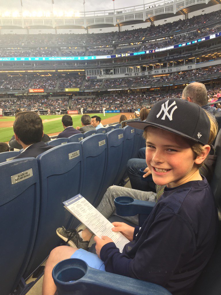 rkammerer's tweet photo. This awesome kid just got so excited when we arrived at our seats!! ❤ @Yankees &amp; @Halstead #hugebaseballfan #love https://t.co/VeKjLxRWBK