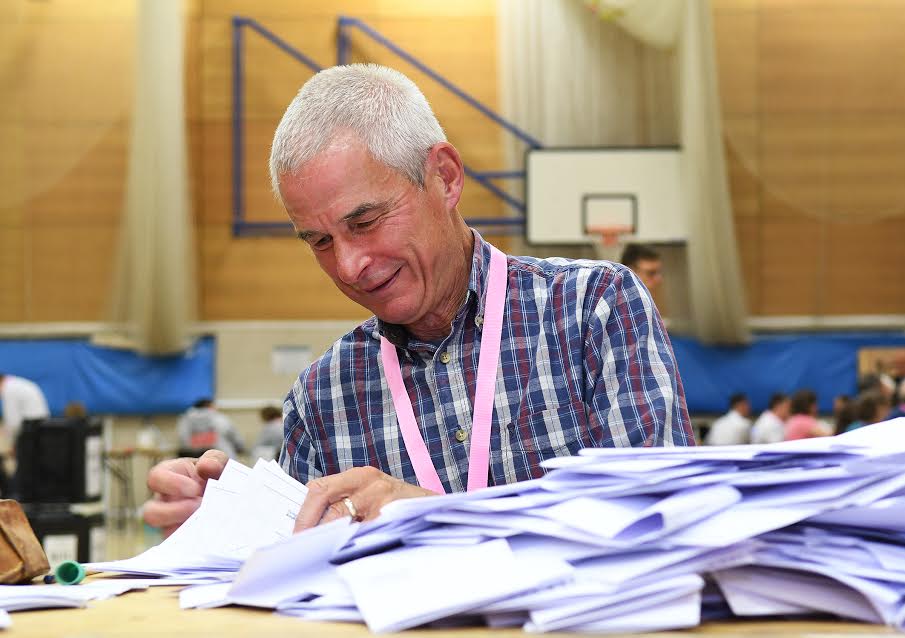 The final ballot box has been emptied in Driffield for verification before the count officially starts #GE2107