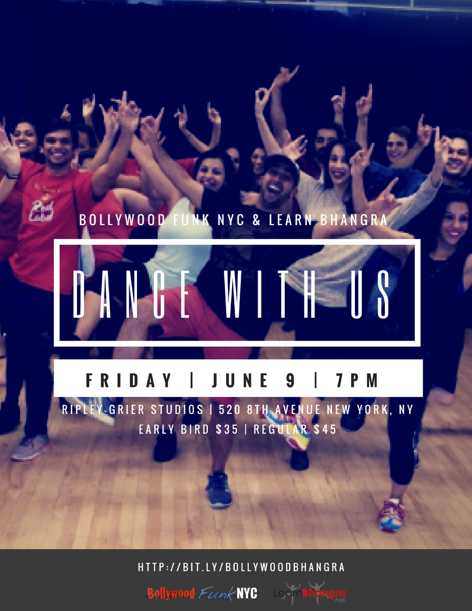 #Bhangra workshop tomorrow in #NYC with <a href="/BollywoodFunk/">Bollywood Funk NYC</a> . Tag someone who needs to go!

Tickets at eventbrite.com/e/bhangra-clas…