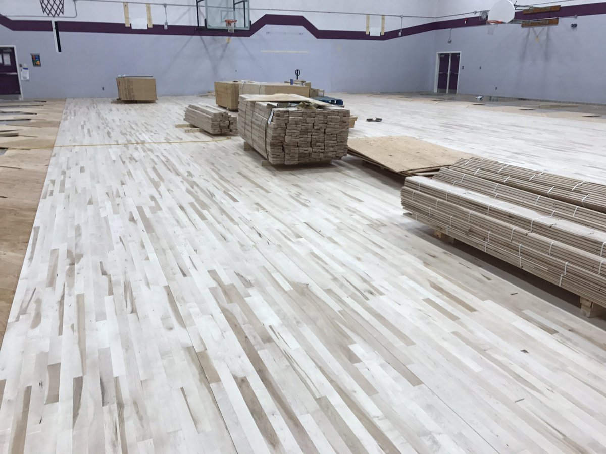 HuronPark's tweet photo. Look! Our gym floor is starting to be put down. It's going to be beautiful! #HPAthleticRenewal https://t.co/ZCC5xAZMP6
