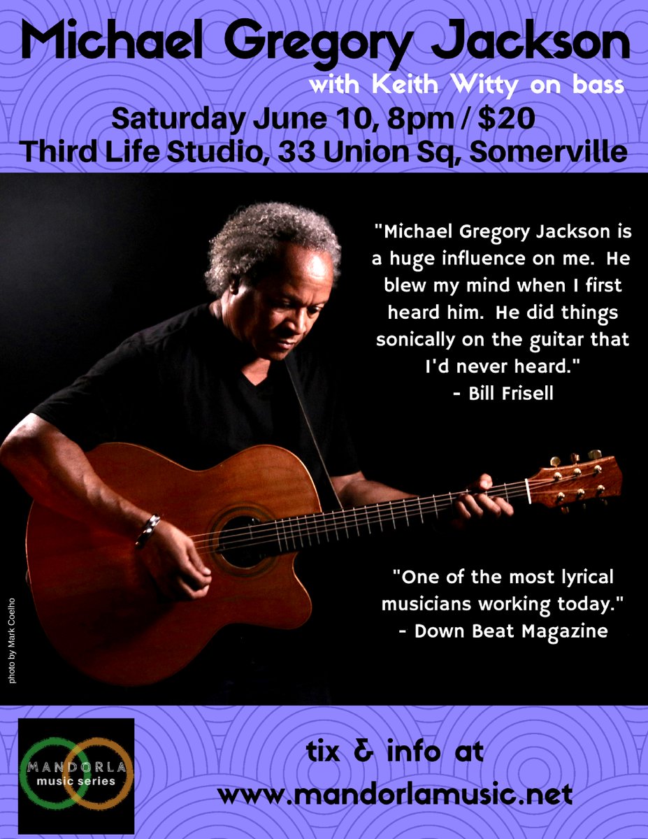 mandorlalisten's tweet photo. come hear legendary guitarist Michael Gregory Jackson &amp; @keithwitty Sat in #unionsquare #somerville #guitar.  https://t.co/PYniLIE7Rv https://t.co/kvDuDgRGmx