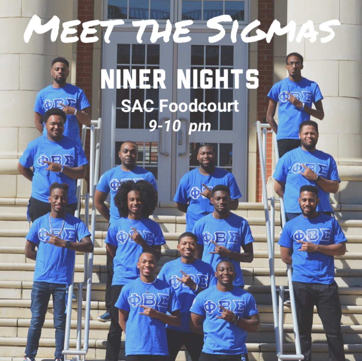 Hey #UNCC21! If you're interested in the values of true brotherhood, scholarship, and service, then please, come and stop by our table!