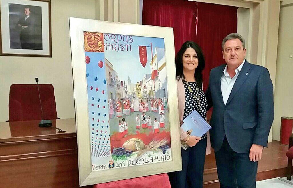 Magnífico cartel d Feria y Fiestas del Corpus de La Puebla,presentado ayer por el alcalde y la autora <a href="/NuriaBarreraBel/">NURIA BARRERA 🇪🇦</a> en el @aytopueblario
