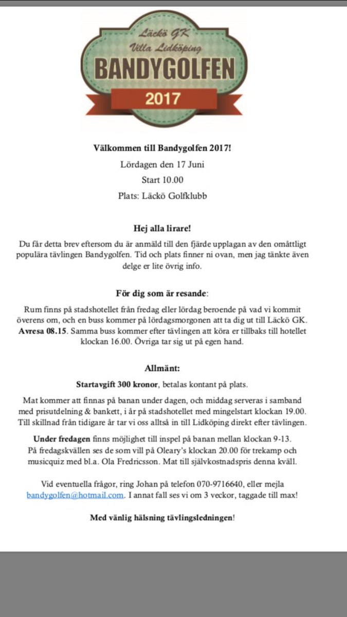 En vecka kvar till Bandygolfen 2017!!