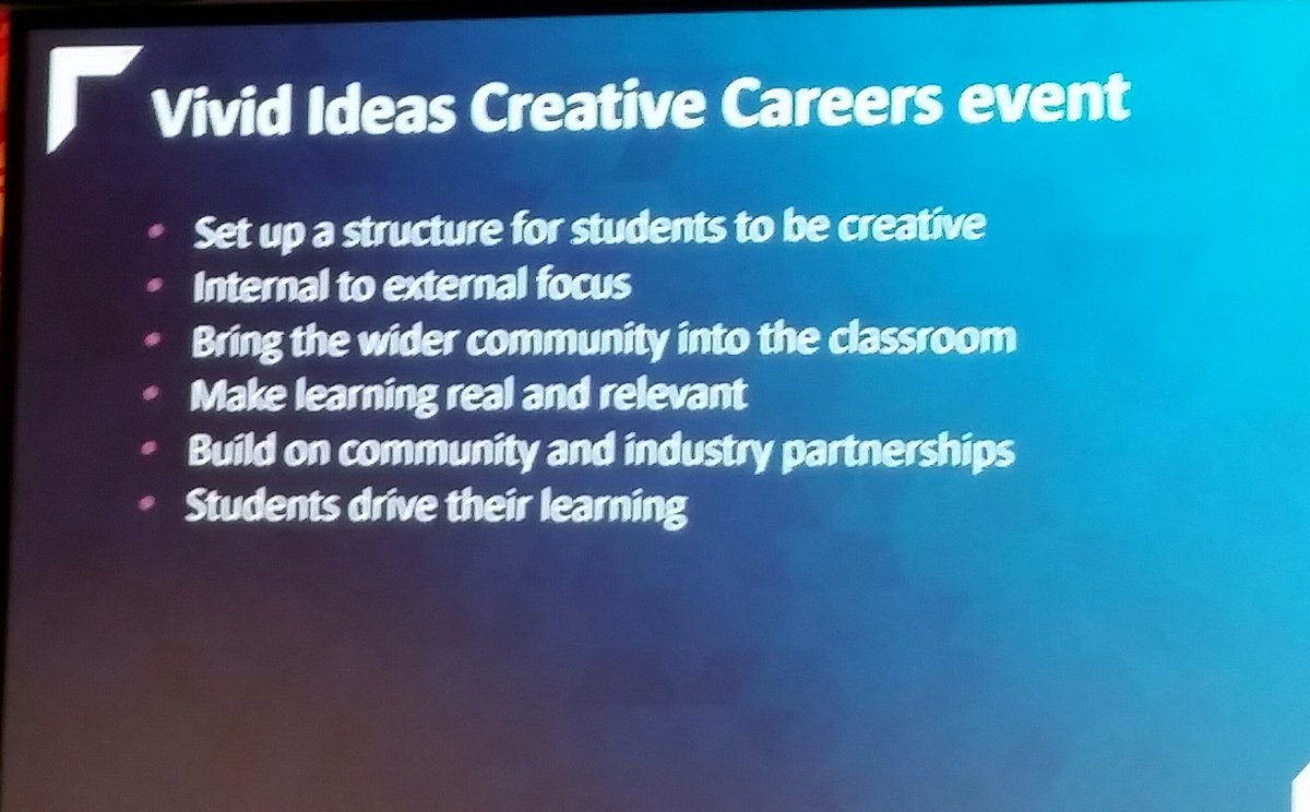 sailpip's tweet photo. .@MMelvilleJones talking about using #vividideas festival to engage students at @BradfieldSC 
#CreativityinEdu https://t.co/GDMYTn2kpv