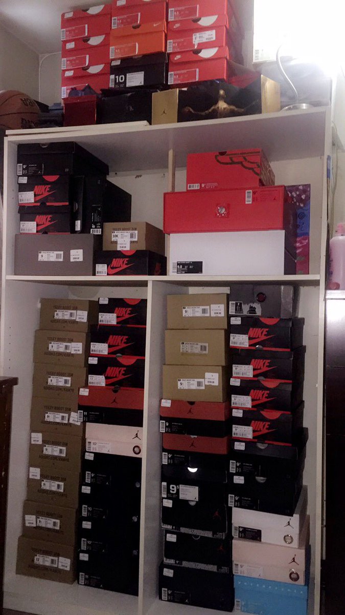 dapperdilon's tweet photo. Got to love my new sneaker closet 🏆#kicksonfire #sneakerrumors #sneakernews #qrewkicks #sneakerporn #hypebeast #yeezy #jordan #nike #adidas https://t.co/x9BF78oqFU