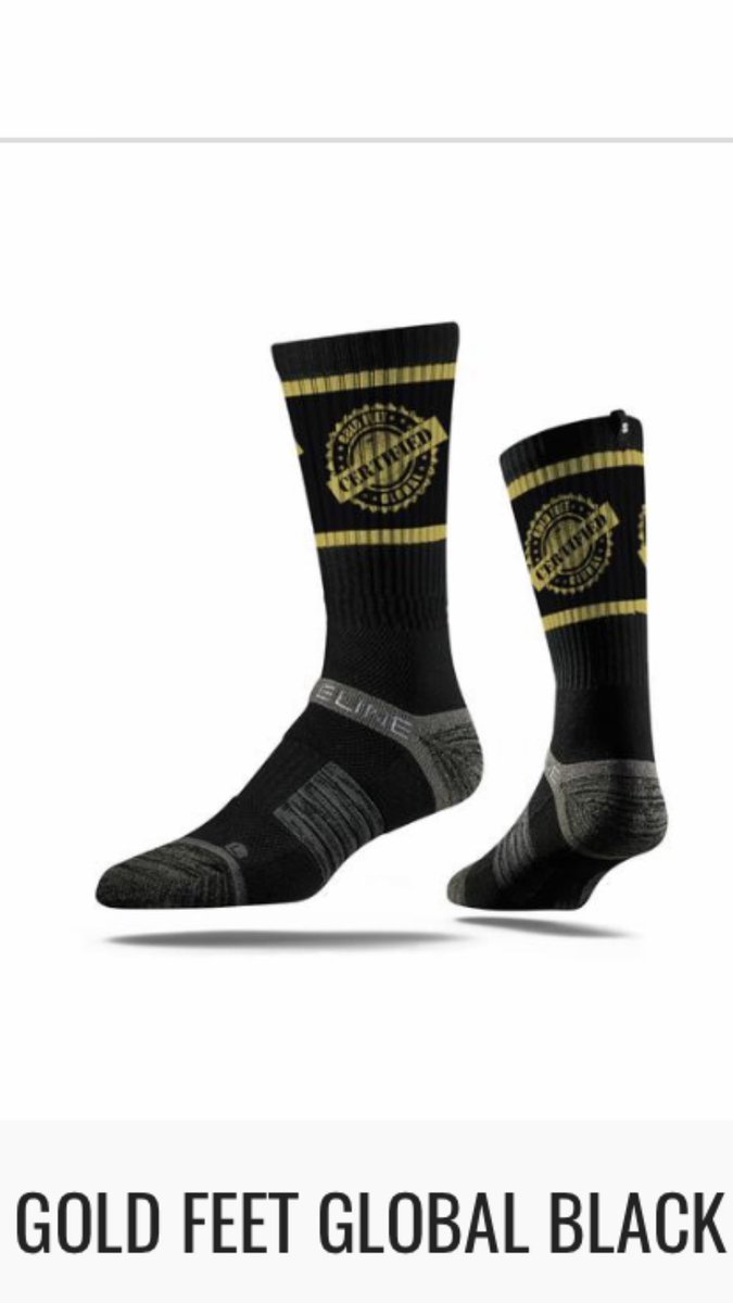 GoldFeetGlobal's tweet photo. "Gold Feet Certified" socks out now ❗️https://t.co/ZbgO1jRSbs Collaboration with @Strideline https://t.co/Wv1rnBeN7w