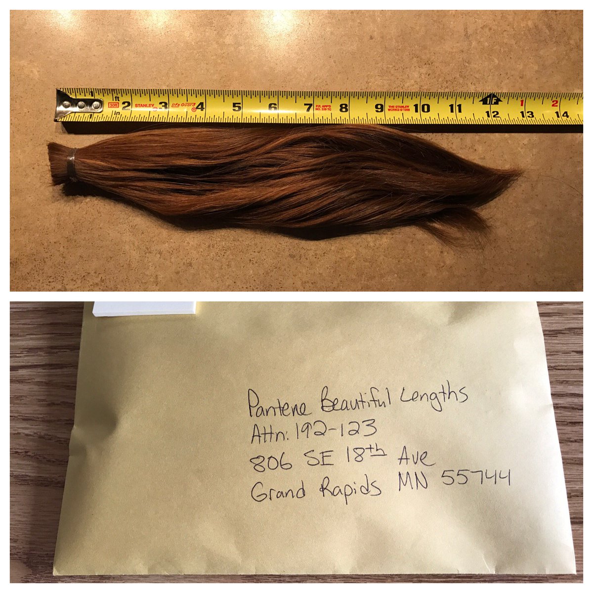 PierBrooke's tweet photo. All set for mailing! #Donate2Create
#BeautifulLengths @Pantene ππ»π https://t.co/m8ECR9KQJM