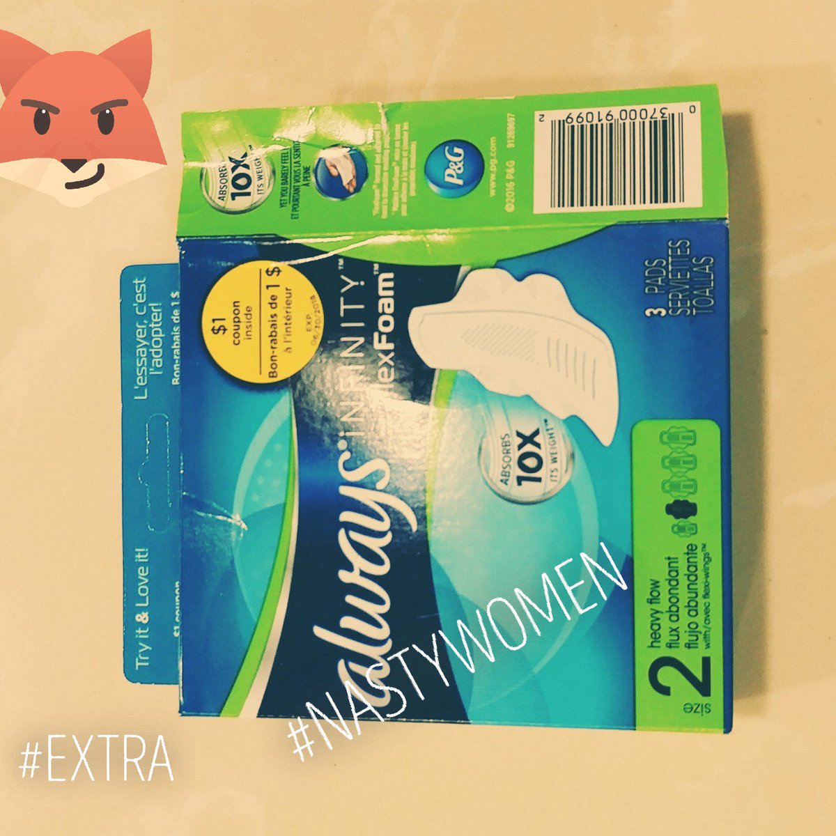 headinthclouds's tweet photo. I got this free from my voxbox from Influenster! It was a great use after having a baby! #alwaysattarget #gotitfree @Influenster @always https://t.co/ovJyxBGZHg