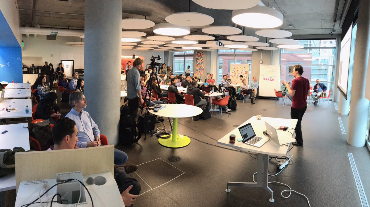 vjbytes's tweet photo. SF Spark Meetup. Fred Reiss presenting @ApacheSystemML @IBMWatson West @apachespark_tc https://t.co/akCYp9VS3w