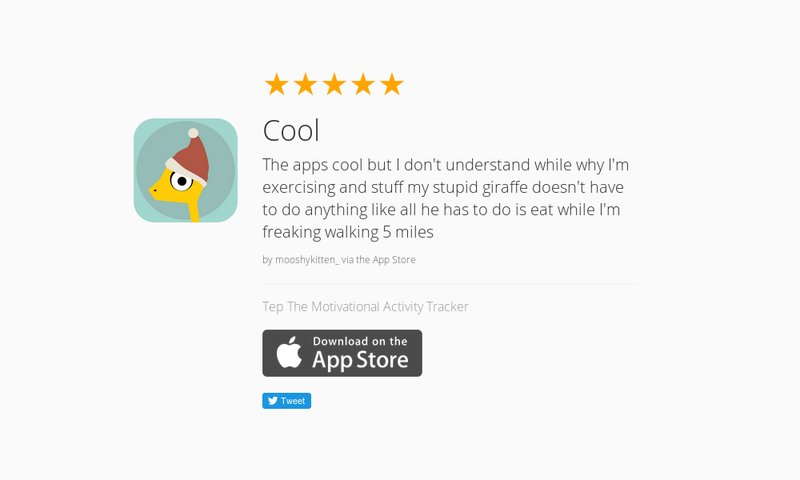 getupgetTep's tweet photo. 5 Star Review: "Cool: The apps cool but I don't understand while why I'm exercising and st…" https://t.co/ZiCOE12cUF https://t.co/UdKjcdPnDW