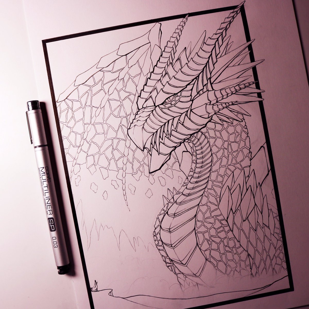 LethalChris's tweet photo. Work-in-progress! A new dragon drawing for tomorrow's Fantasy Art Friday video! #Drawing #Dragon #FantasyArt https://t.co/vao9jCyNhy