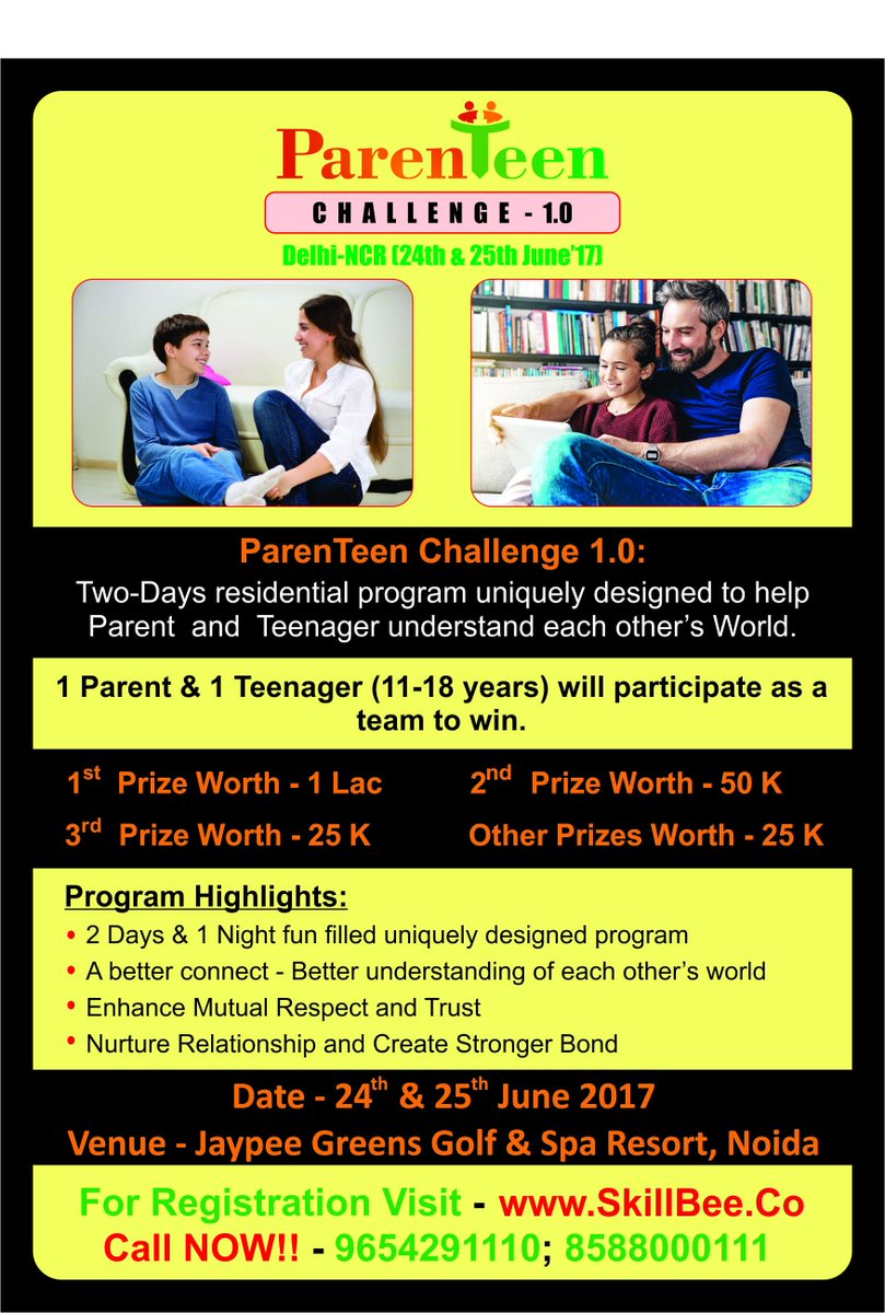 SkillBeeCo's tweet photo. It’s a One-of-a-kind program happening for the first time. #ParenTeen1.0 #TrainingMarketPlace #Parenting #TeenageEmotions #SkillBee #Parents https://t.co/z7ddz1egz2