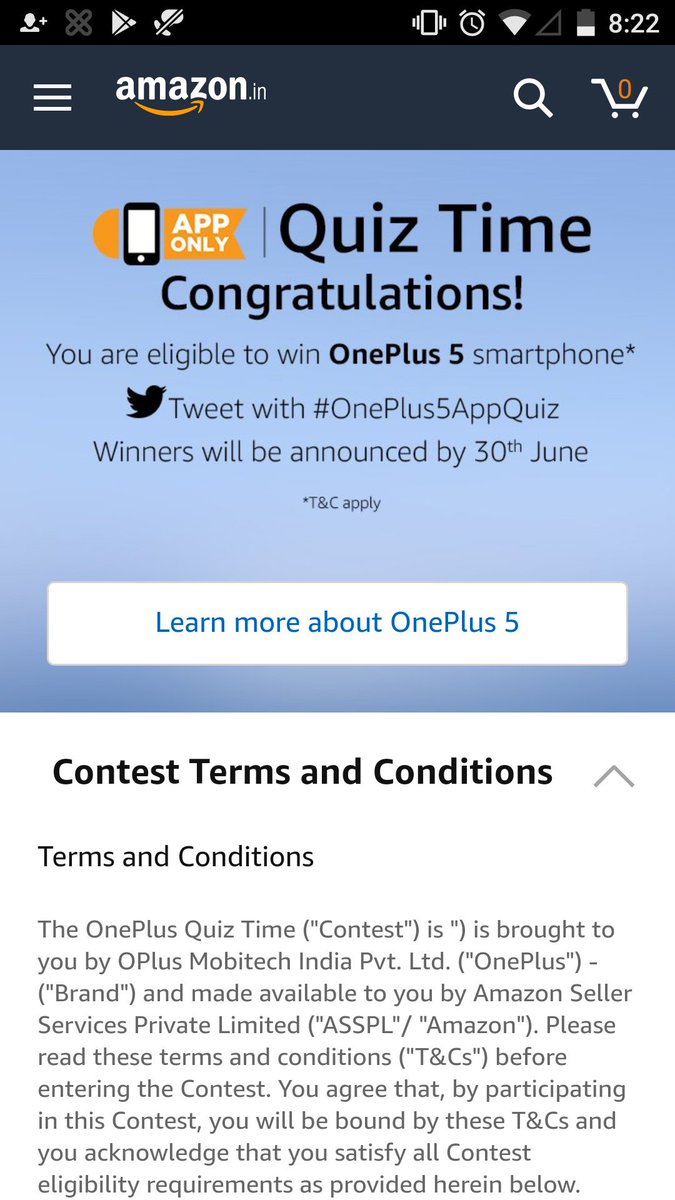 bhaveshagarwl's tweet image. Yipee, all answers right, want this device, fingers crossed.
#OnePlus5 #OnePlus #OnePlusIn 
#Amazon #AmazonIndia #AmznIn 

#OnePlus5AppQuiz