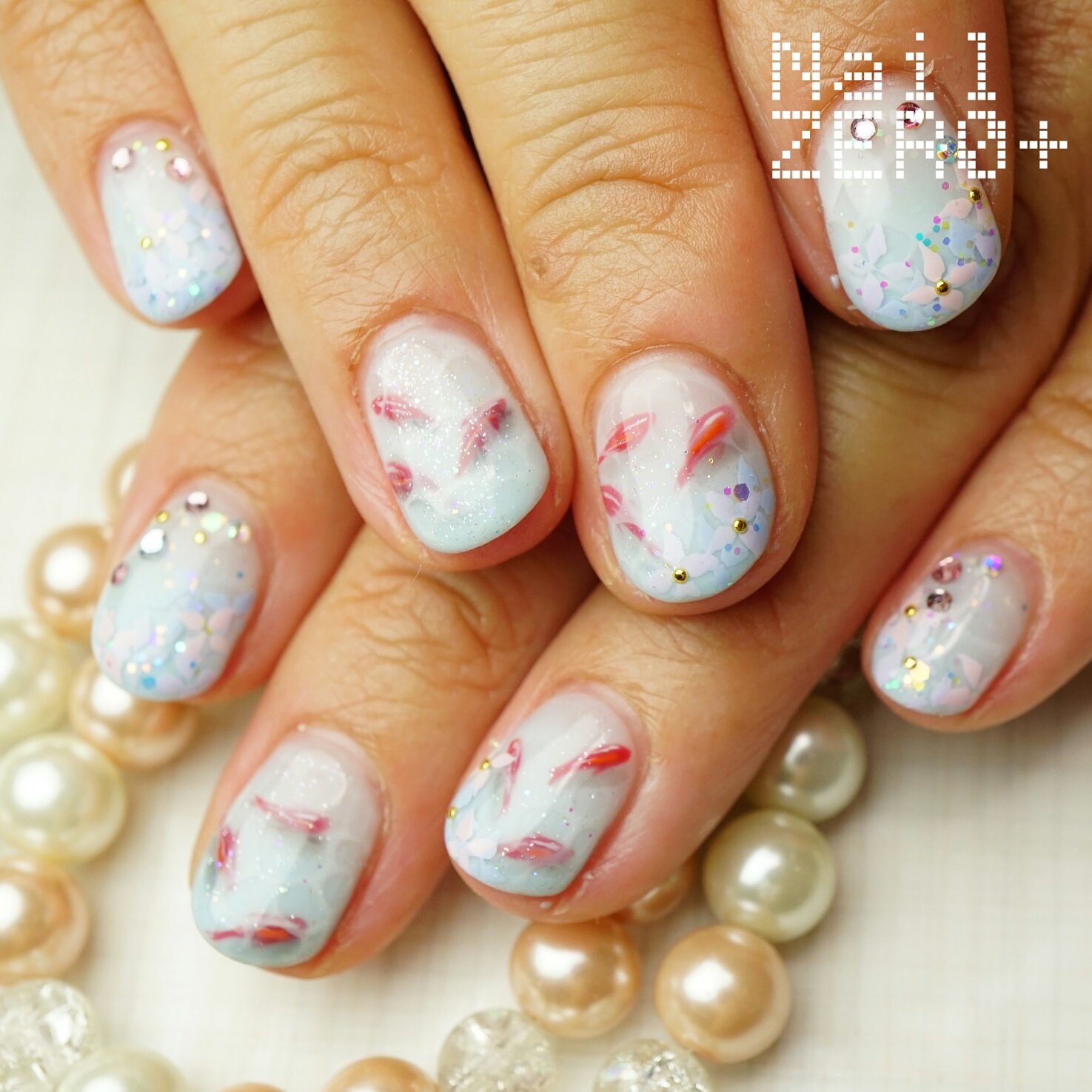 ネイルゼロプラス Nail Zero Sur Twitter 金魚すくい 人気だわ 作っといてよかった という訳で梅雨入り ネイルも涼しげな物で攻めちゃいましょう Nailzeroplus ネイルゼロプラス Nail ネイル 金魚すくい 金魚 紫陽花ネイル 金魚すくいネイル 梅雨
