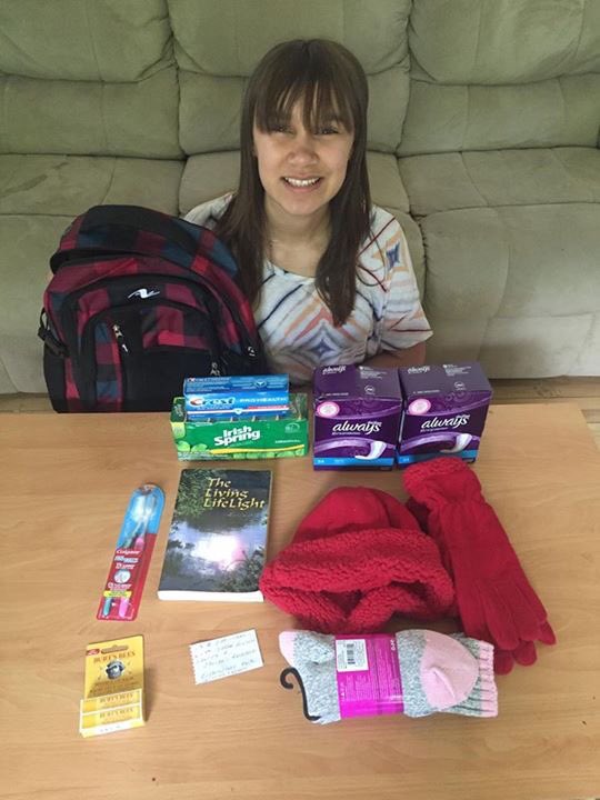 Calliesbackpack's tweet photo. Thank you to #SarahBowman and Grandparents Elenor &amp;Jake Dyck for this Backpack of stuff for #Winnipegs homeless . So cool. Thank you https://t.co/KSEDYc609r