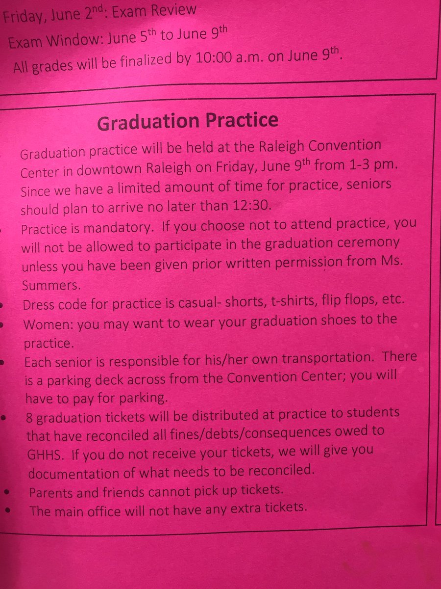 GHHSClassof2017's tweet photo. Graduation practice details! Be there by 12:30! https://t.co/d1CTHTKikr