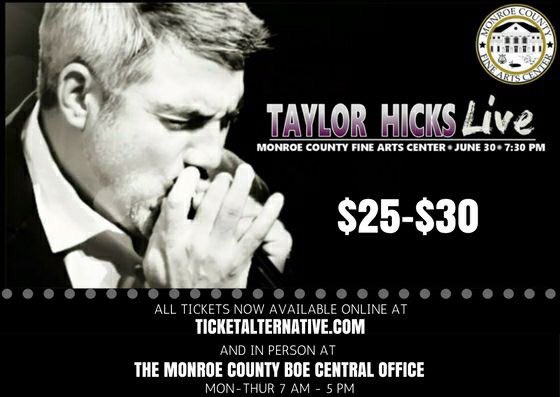 mcsfinearts's tweet image. Bought your Taylor Hicks tix yet? If not, you can now get them at the MCBOE -- Mon-Thurs, 7 am to 5 pm. Or visit TicketAlternative.com.