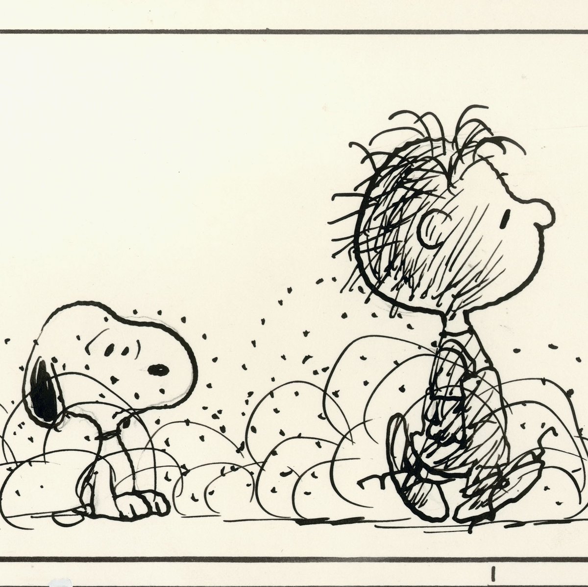 Snoopy Museum Tokyo ブラウンズストアから 週替わりtシャツ第8週 6 12 の予告 ピッグペンが通過した後は必ず埃が舞います たとえお風呂に入って綺麗さっぱりになっても ちょっと外を歩けばいつのまにか埃まみれ 雨の中でも砂埃を立たせる才能が