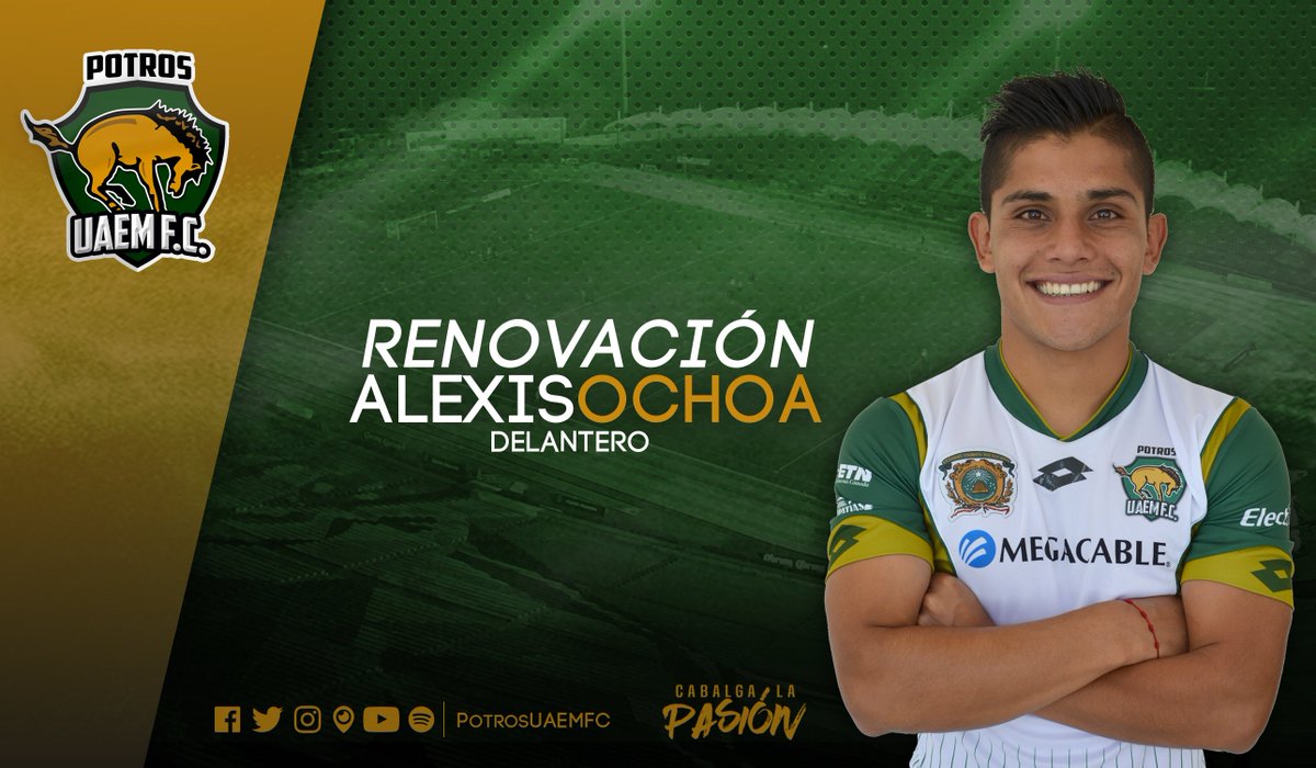 PotrosUAEMFC's tweet photo. ¡Renovación de contrato de Alexis Ochoa!
#DraftAP2017 #SemanaDelFutMX ⚽ #CabalgaLaPasión🐎 https://t.co/Ka1PAZR0gE