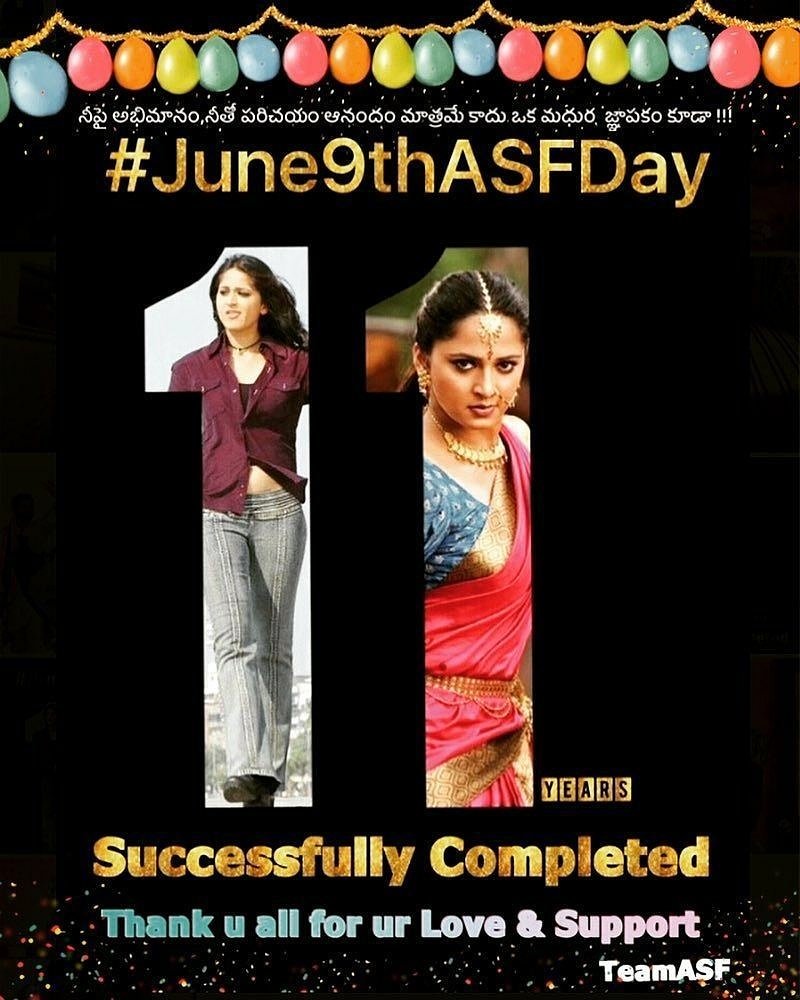 ASFkirankumar's tweet photo. #11YearsForASF #June9thASFDay 11sweetest year for #ASF. Proud to be a fan of #sweety akka #AnushkaShetty love u lots akka.❤ Proud to #ASF ❤ https://t.co/7jDyyzBNjf